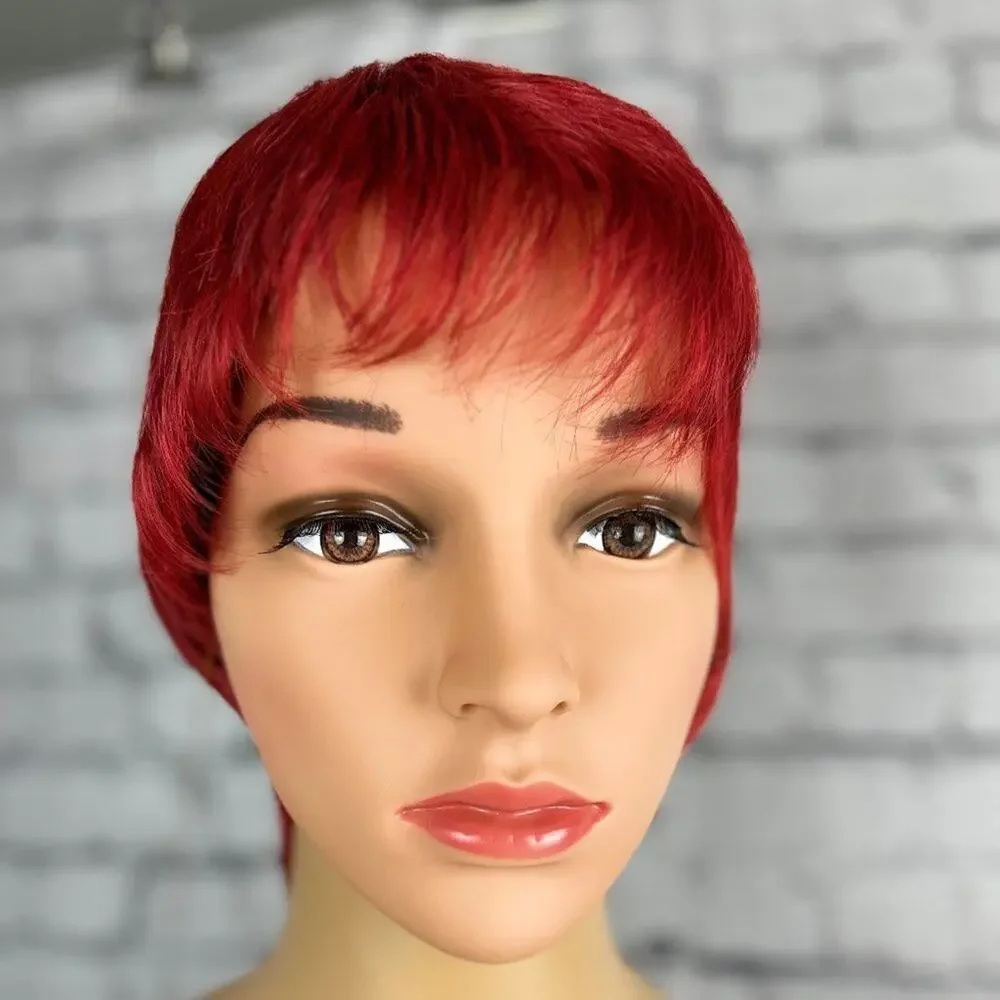 Womens Orange/Red Wig Short Wispy Bangs